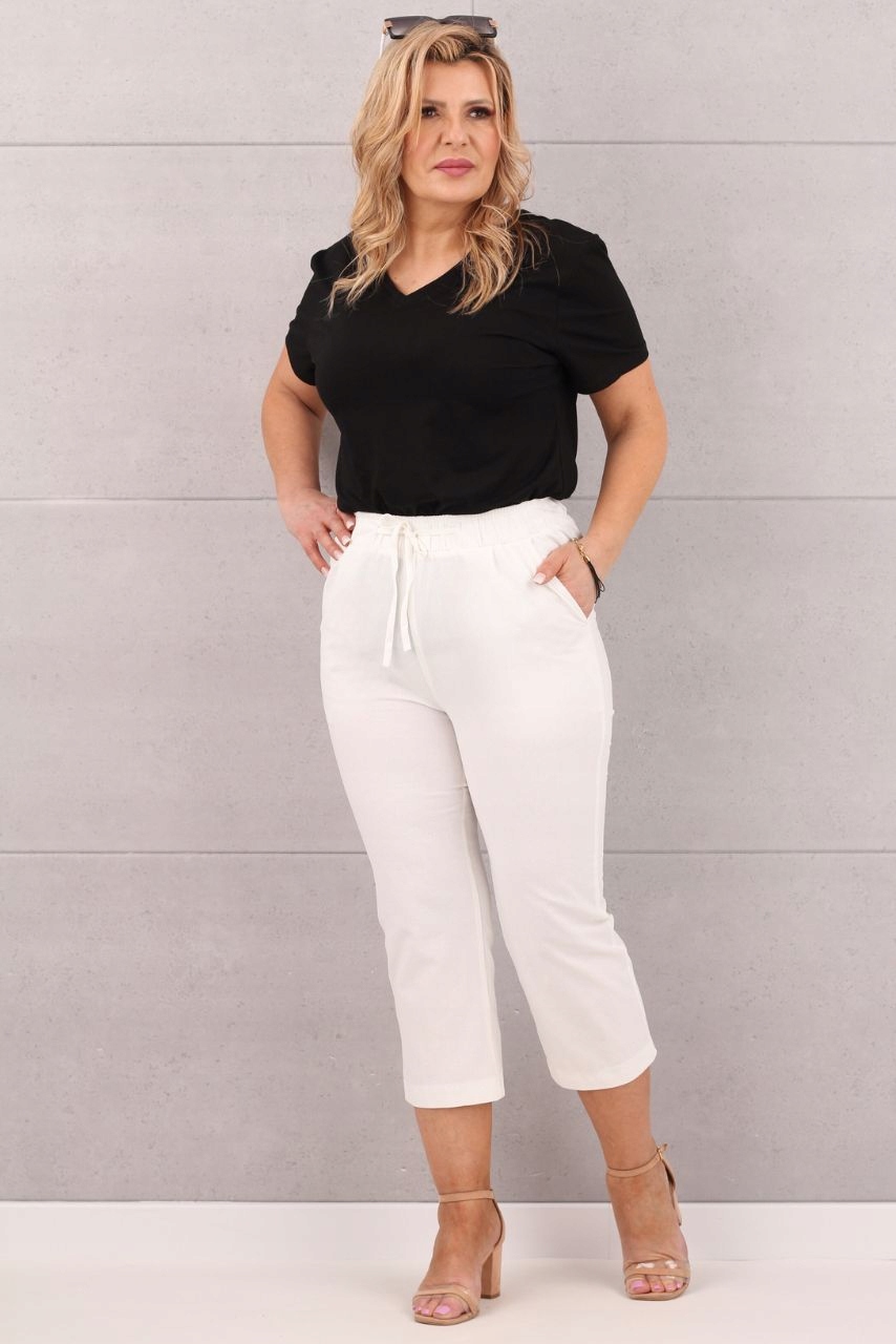 LUŹNE LETNIE SPODNIE RYBACZKI DAMSKIE NA GUMCE DUŻE ROZMIARY BAWEŁNIANE Płeć kobieta