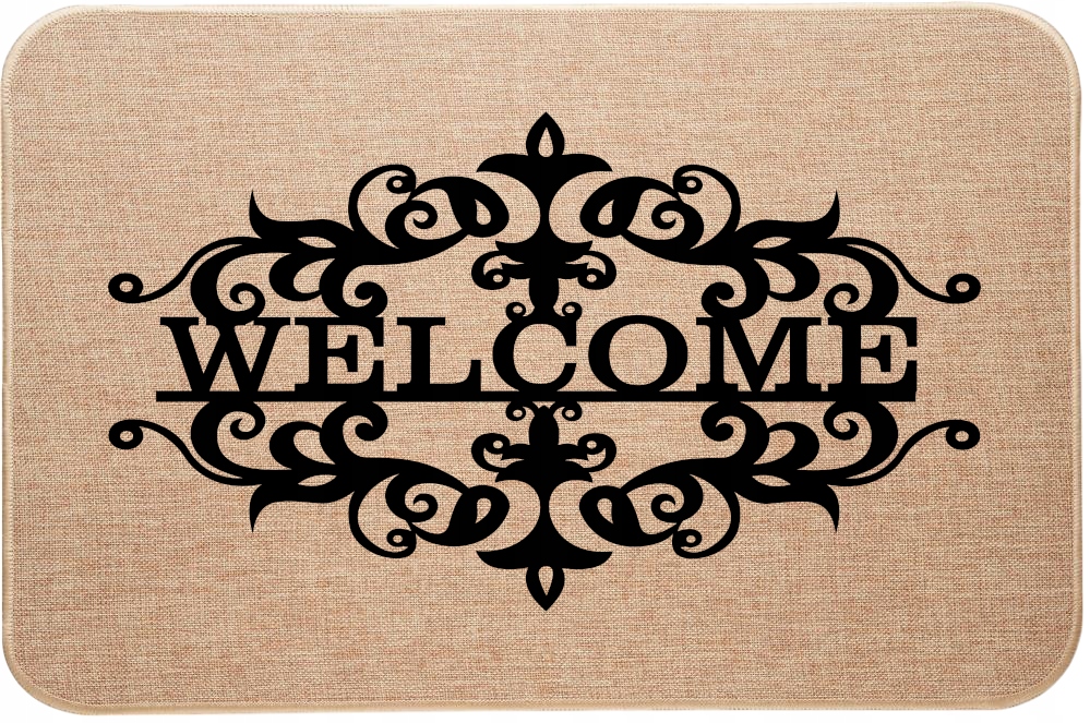 Lněná Vstupní Rohožka s ozdobným potiskem Welcome Witaj