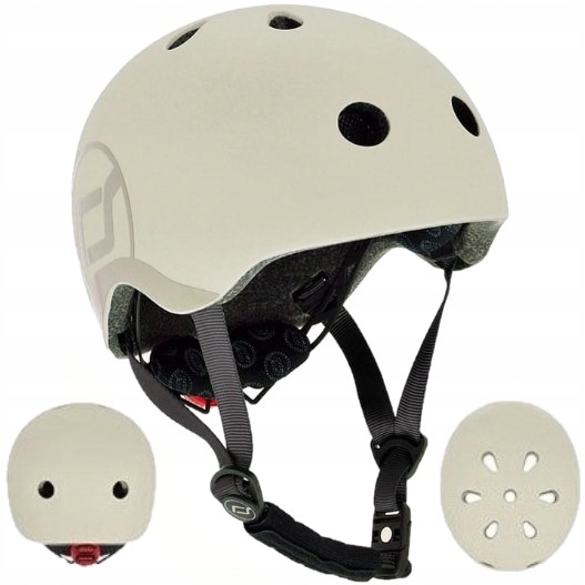 SCOOTANDRIDE KASK Dla Dzieci Regulowany Lampka LED S-M Ash 3 lata+