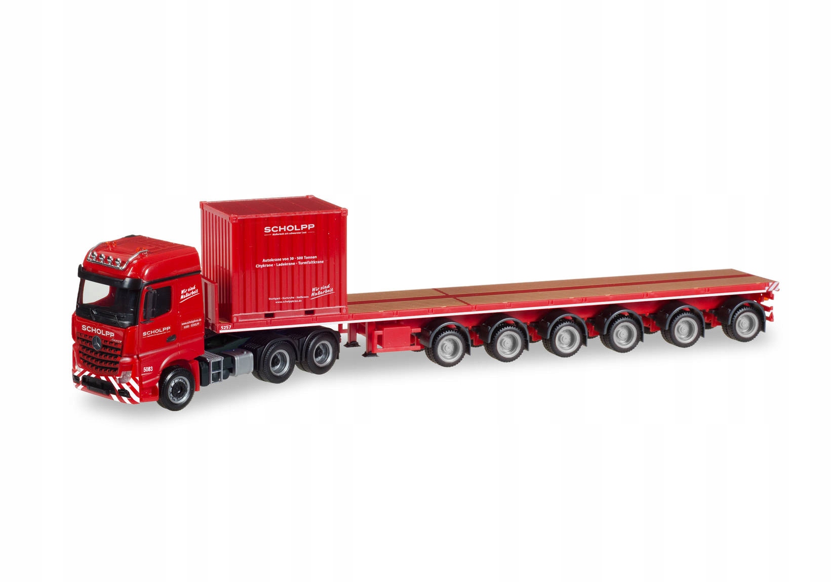 Herpa 308786 Mercedes Arocs 6x4 Ballasttrailer 10 ft. Kontejner Scholpp