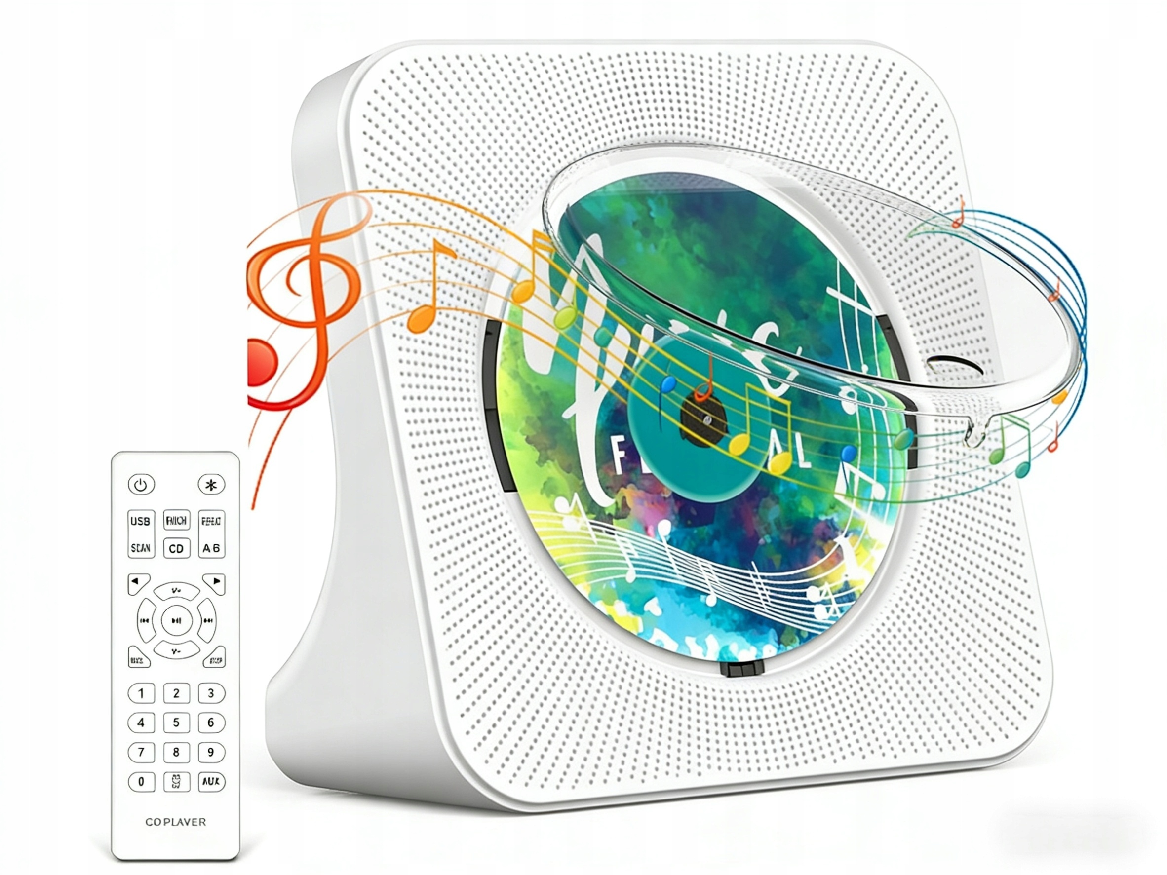 Stolný CD prehrávač s Fm rádiom a Bluetooth, prenosný, multifunkčný