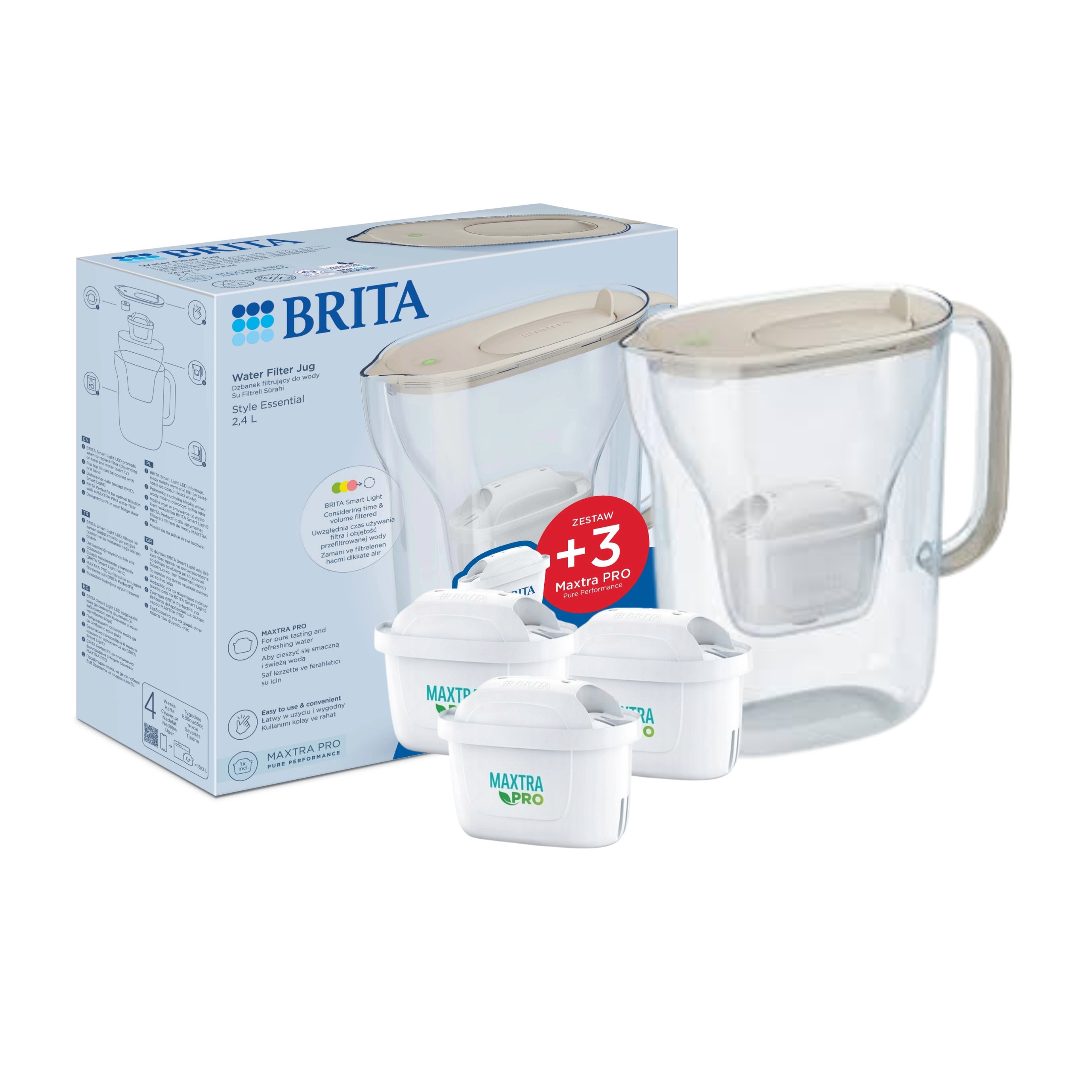 Dzbanek filtrujący Brita Style Essential 2,4l Piaskowy z 3 wkładami maxtra