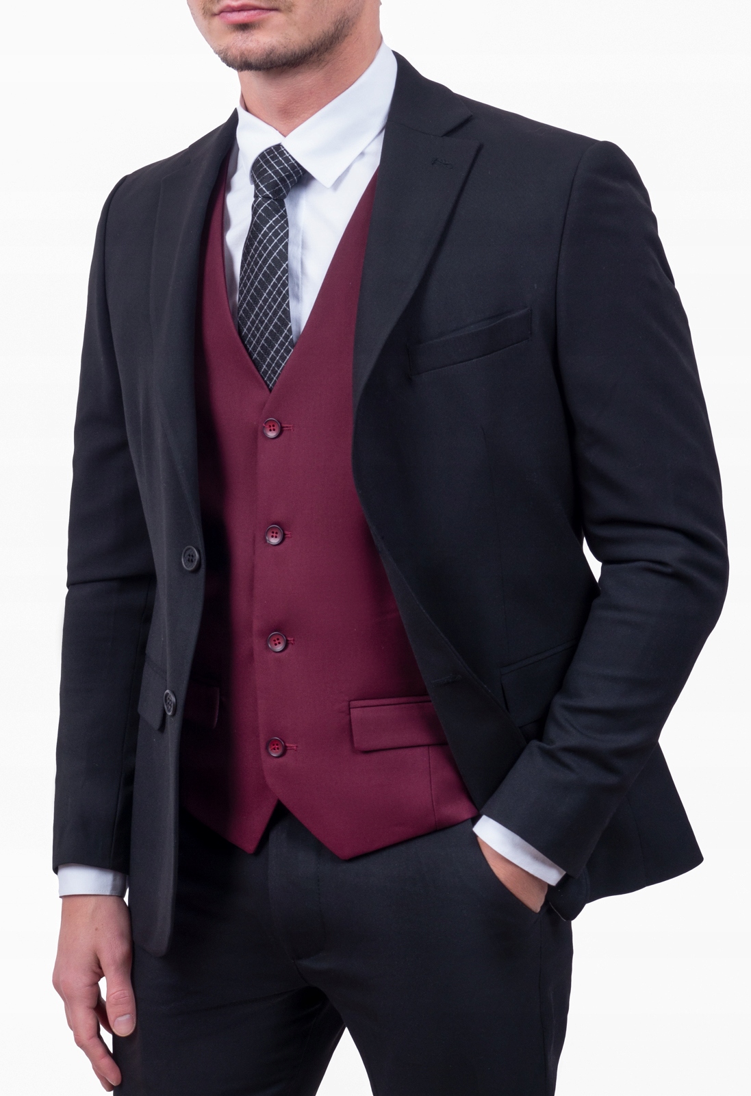Bordowa kamizelka meska garniturowa 52 PL Rozmiar 52