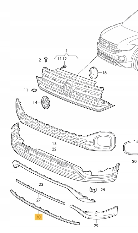 2GM853101A - ХРОМОВАНА НАКЛАДКА БАМПЕРА ПЕРЕДНЯ НИЖНЯ VW T-CROSS 19-