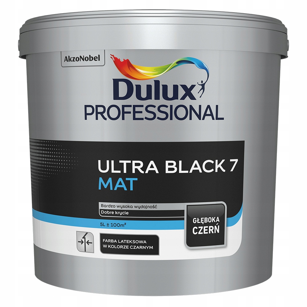Barva barva Dulux Professional Ultra black 7 Černá Mat 9L