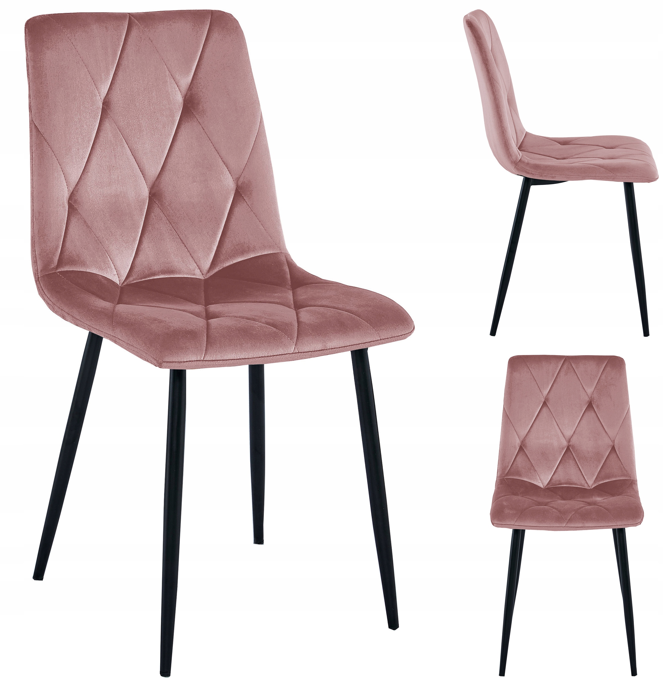 Krzesło Tapicerowane Welurowe Velvet Do Salonu Kuchni Jadalni Lumines Róż