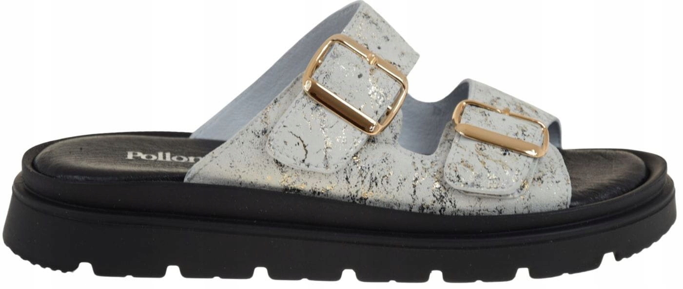 Nazouváky na léto bílé, zlaté, komfortní Pollonus 5-1750 VEL.39