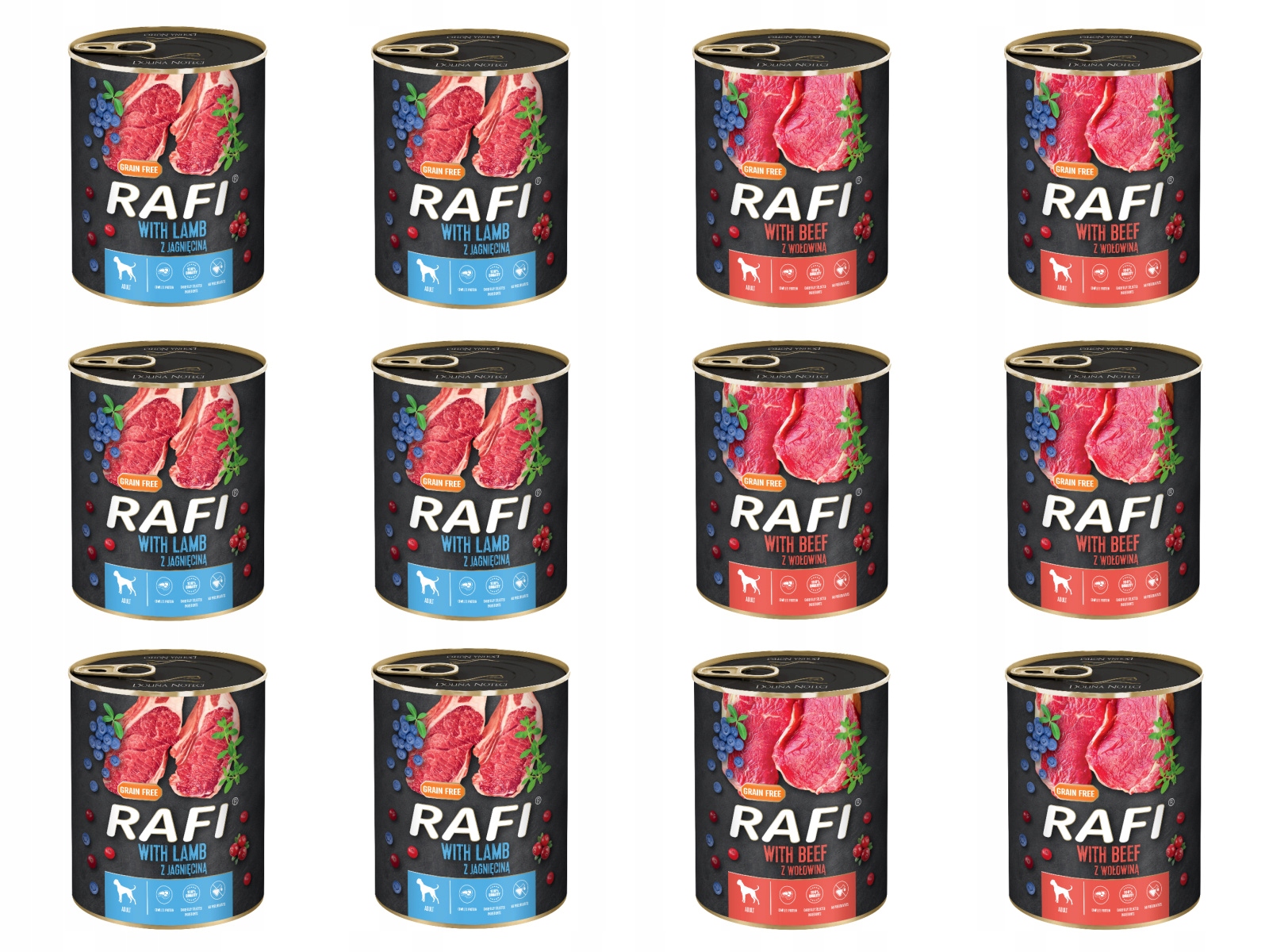 Levně MIX Krmiva Pro Psa Rafi 800G 6x Hovězí 6x Jehněčí