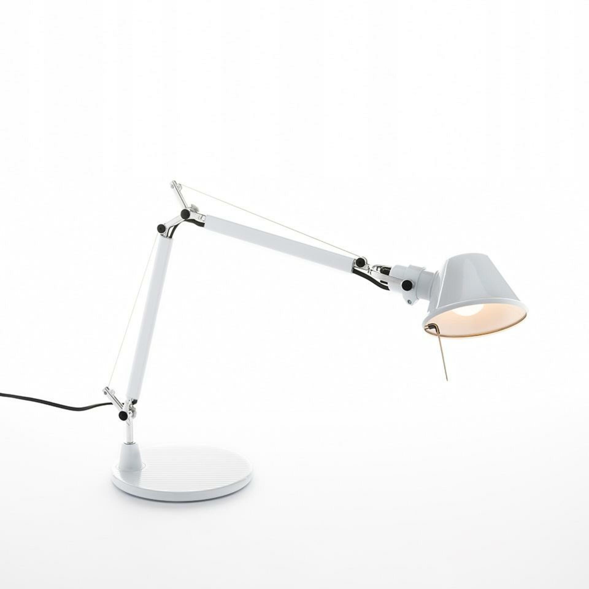 Artemide Tolomeo Micro stolná lampa, lesklá biela, telo základňa, E14