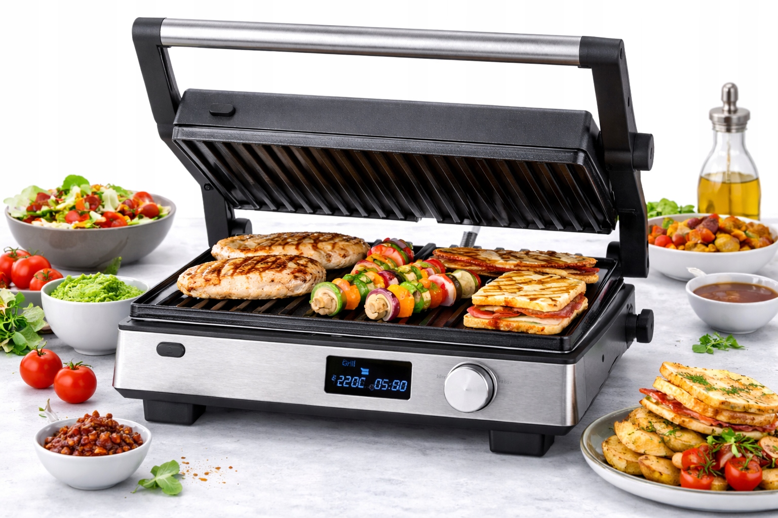 Grill Elektryczny 3W1 Gofrownica Opiekacz Panini 2000W Severin KG2380