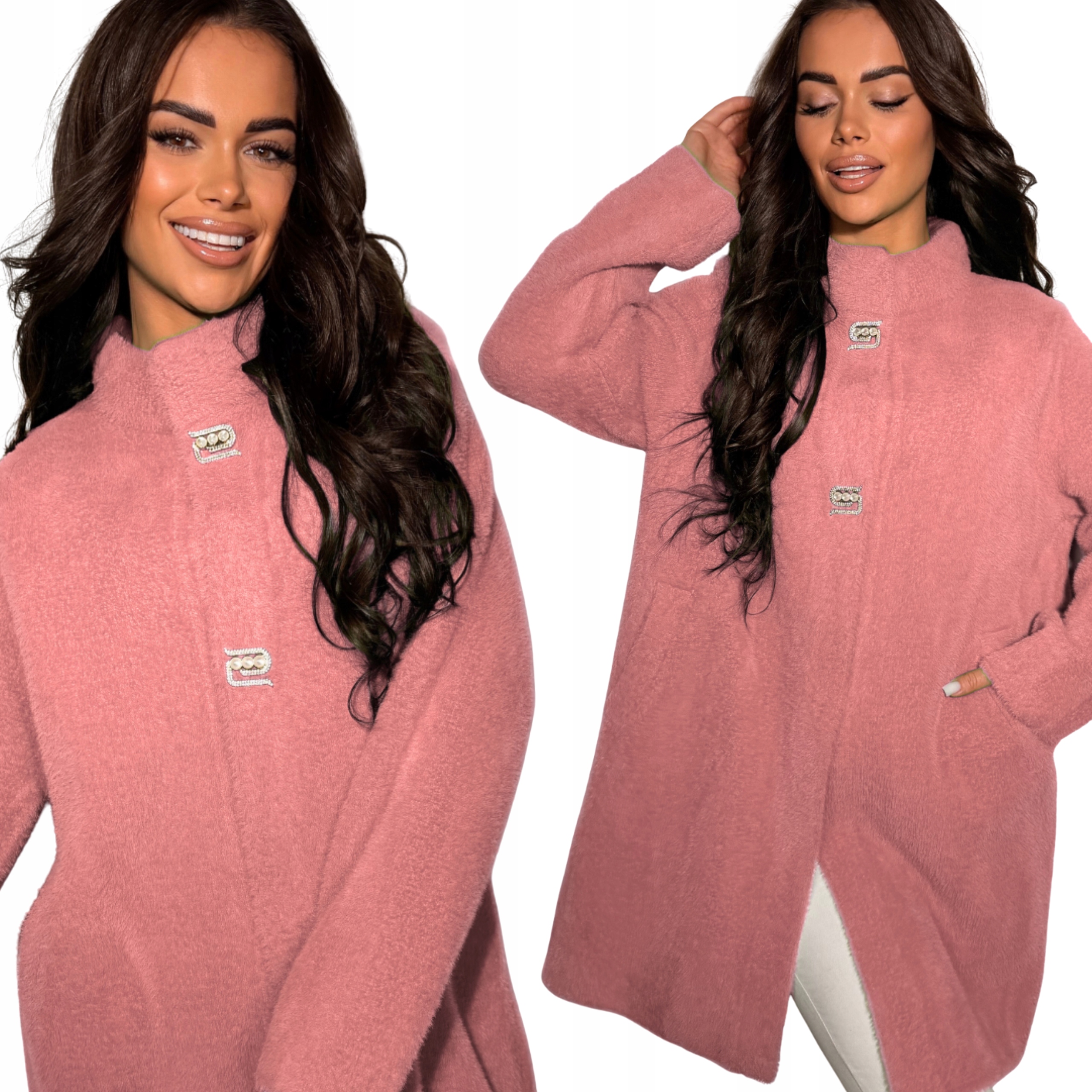 Alpaka Damska Kurtka Płaszcz Sweter Kardigan Premium Zg Róz 3184