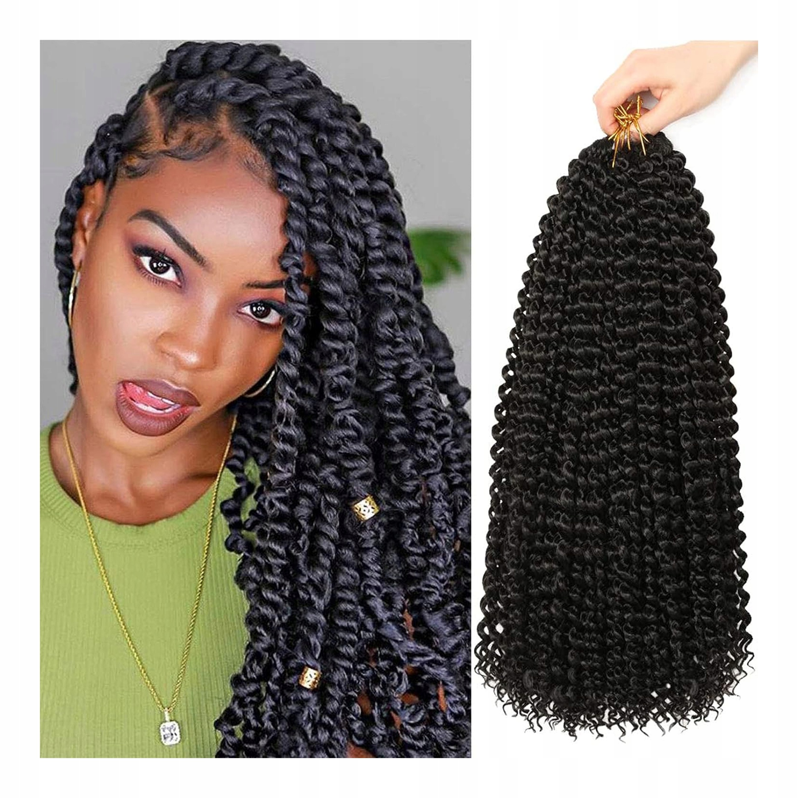 Vlasy na háčkování Passion Twist 18 palců 7 pramenů syntetické vlnité crochet