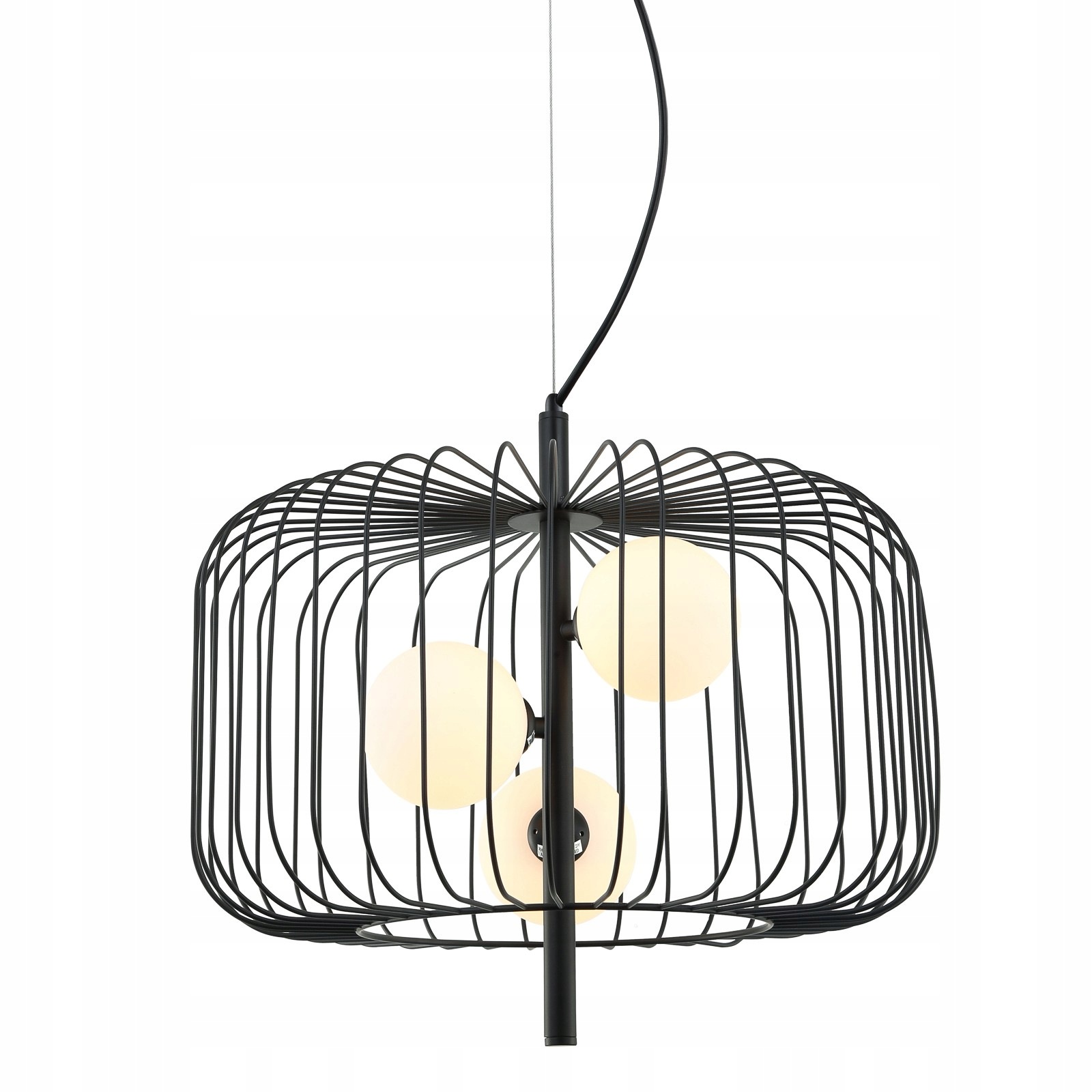 Daren, Industriálna, dekoratívna čierna závesná lampa s bielymi tienidlami