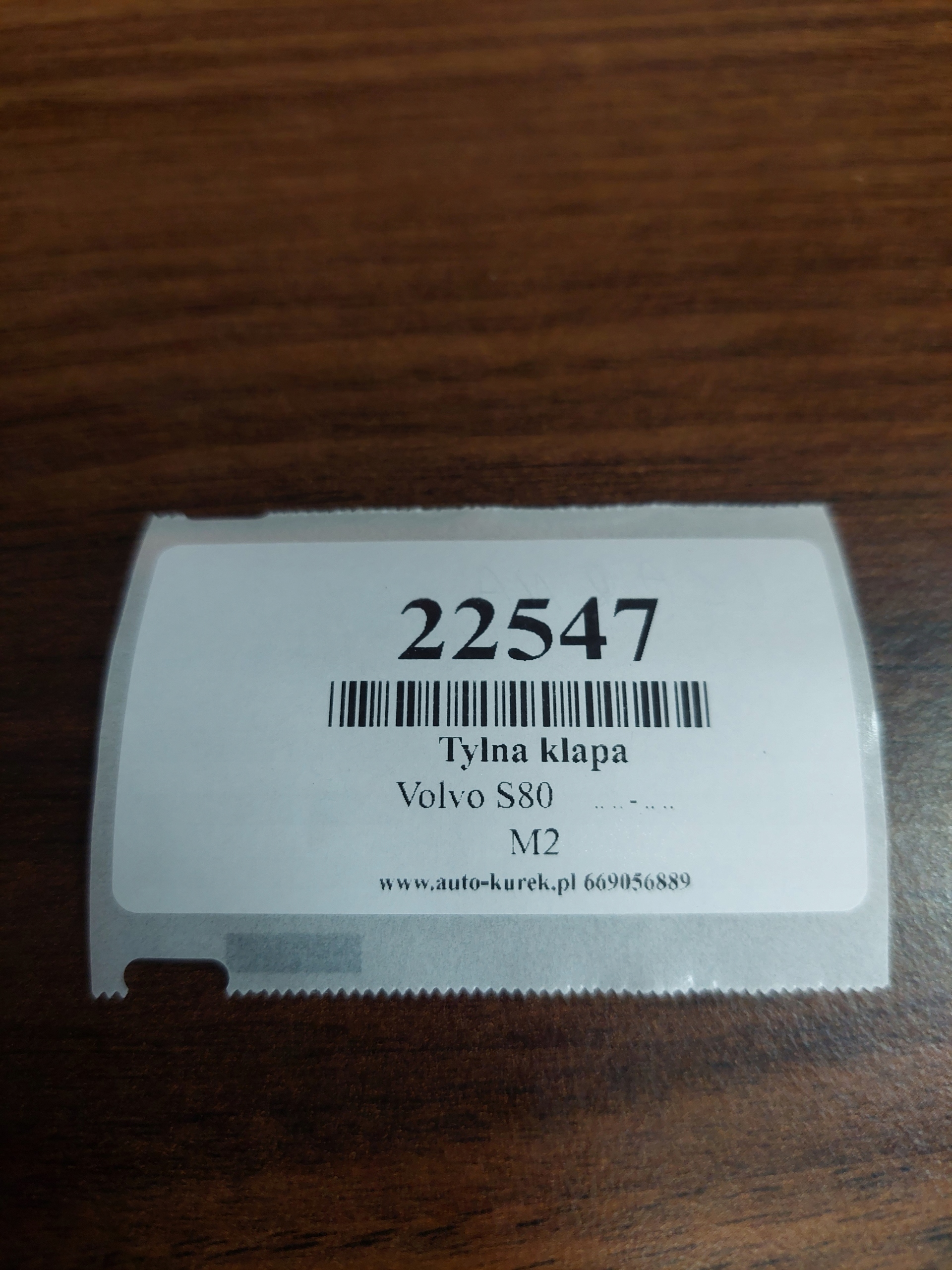 VOLVO S80 rear trunk door boot