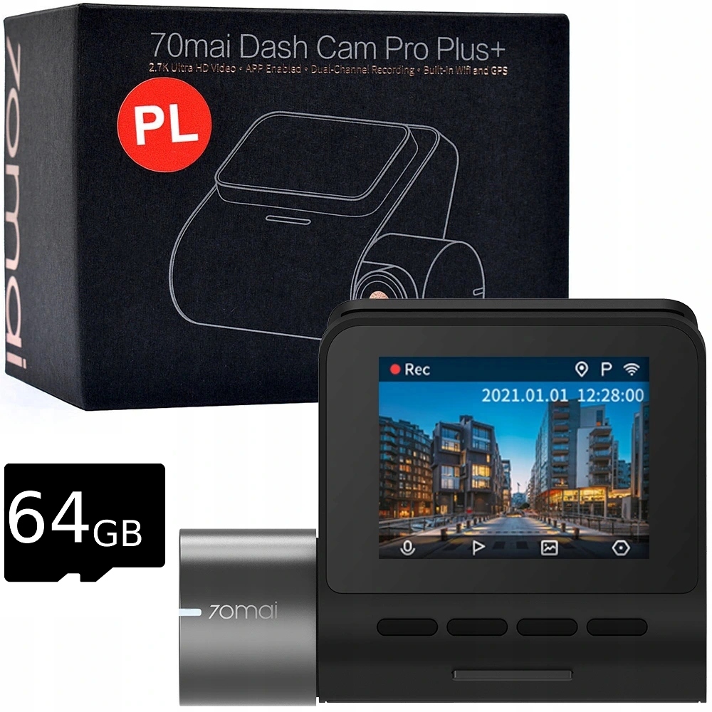

70MAI Pro Plus+ A500S Kamera samochodowa Pl +64GB