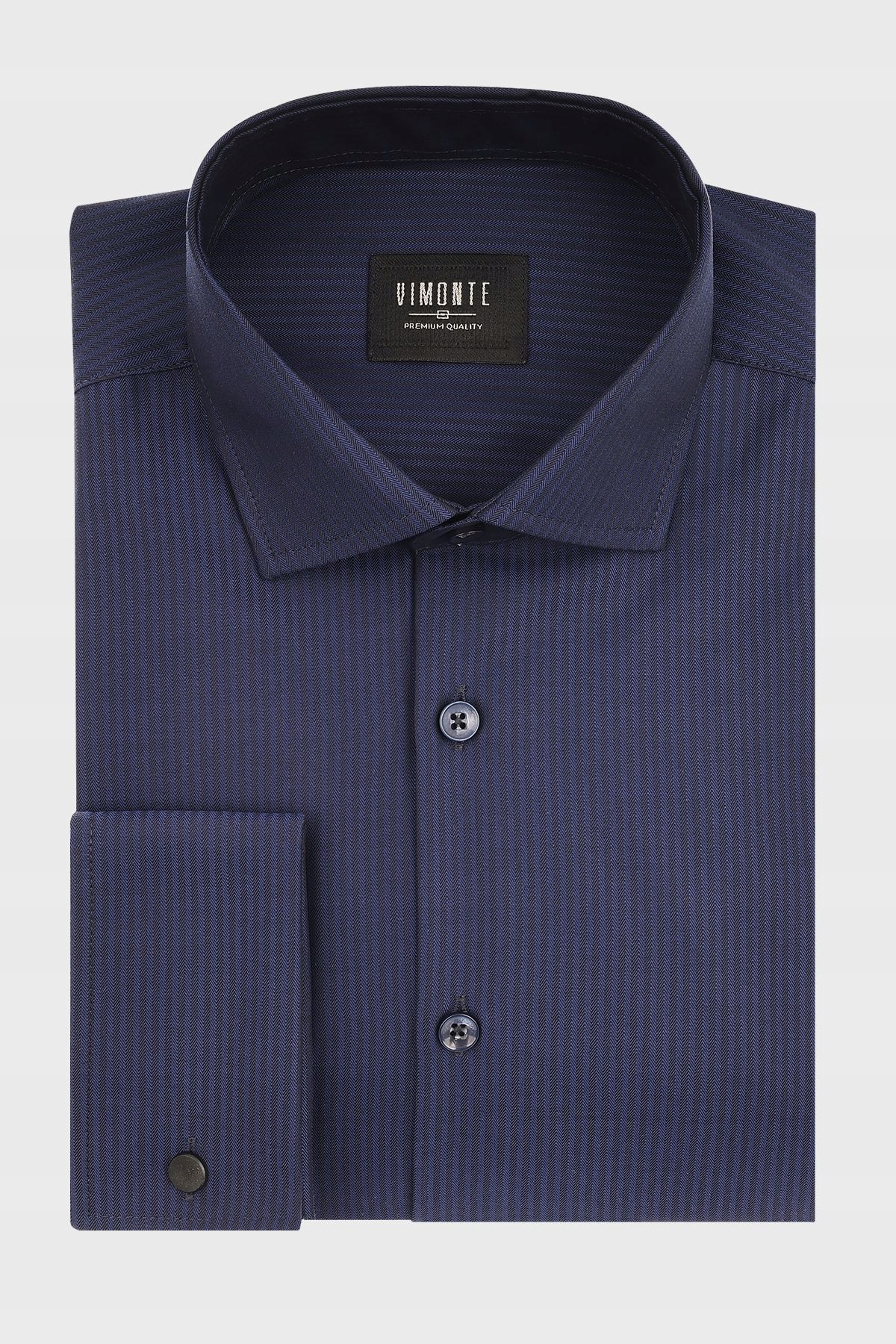 Tmavě modrá pánská košile Vzor Pruh 42-176/182 Slim Fit
