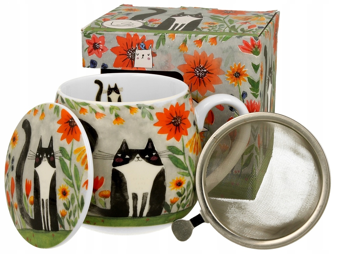 

Kubek Porcelanowy z zaparzaczem Koci Świat 430ml