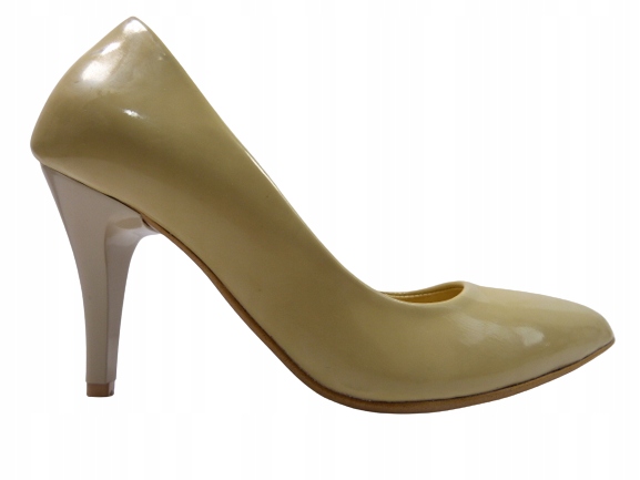 Béžové klasické lodičky z kůže na stabilním podpatku Demi 38