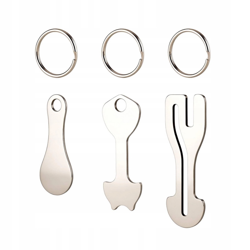 Zestaw 3 Otwieraczy żeton do Wózków Sklepowych 3 Breloki Stal Nierdzewna