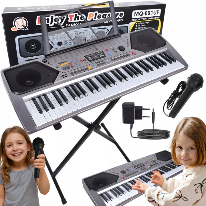 Sada Klávesové Varhany Pro Výuku Piana Pro Děti 61KL Mikrofon Stativ
