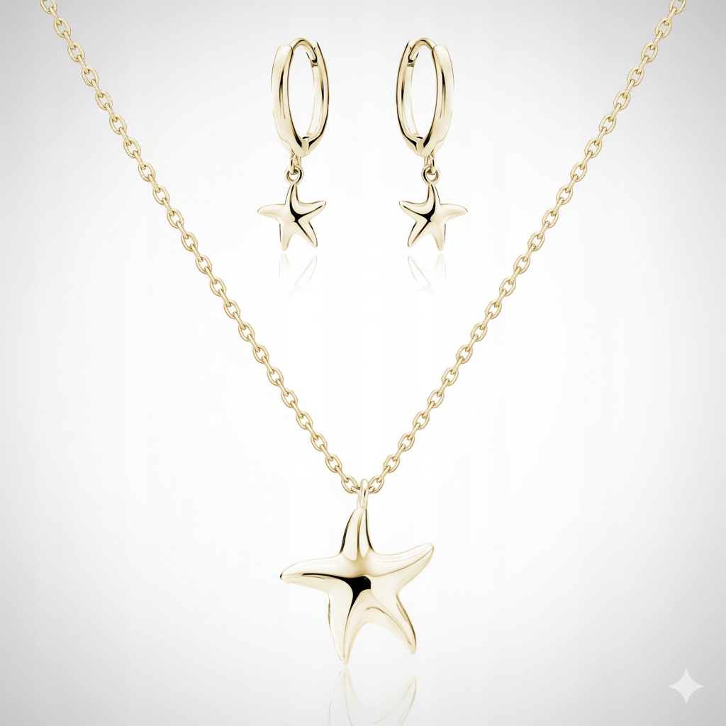 Sada šperků Hvězdice z pozlaceného stříbra, stříbro 925