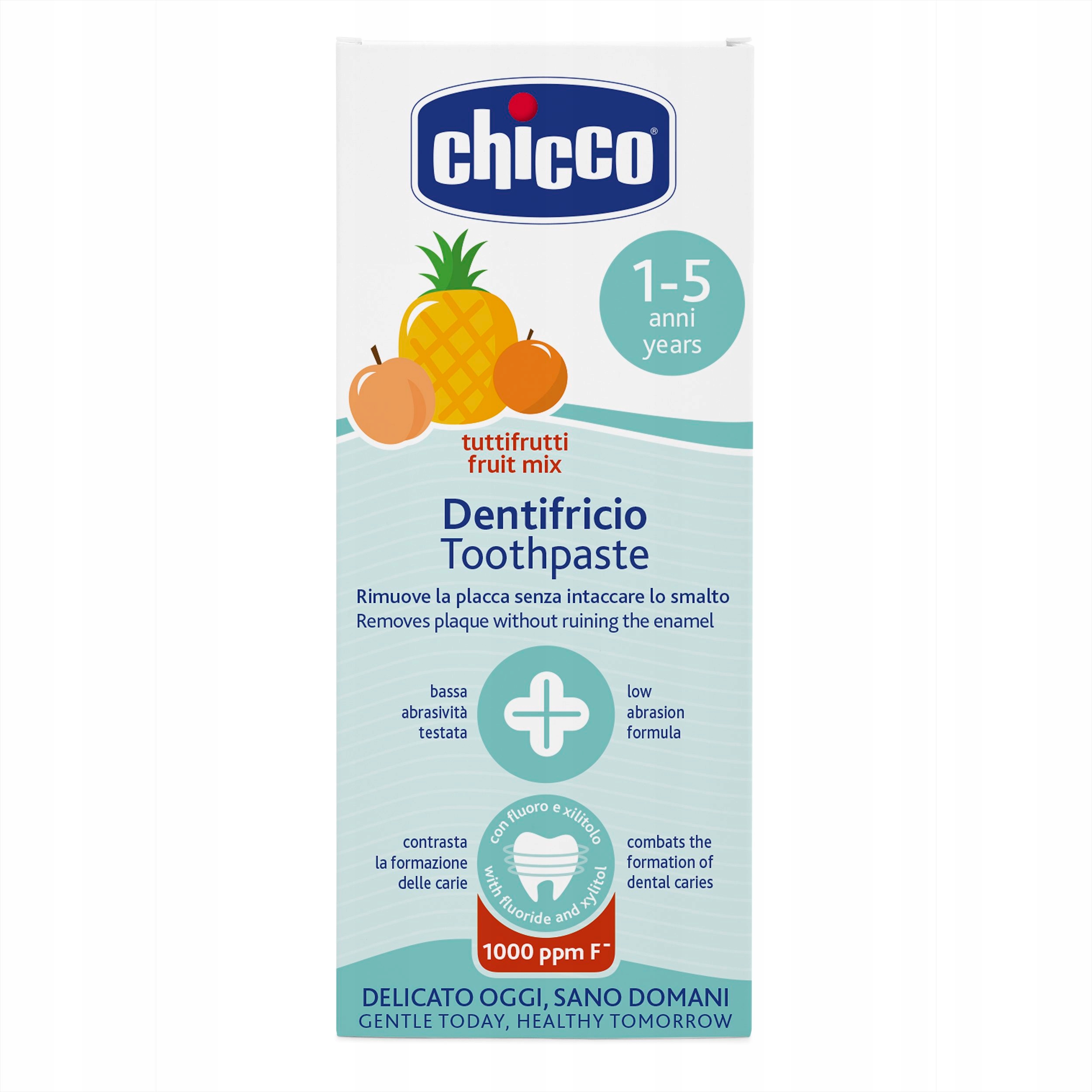 Chicco Tuttifrutti zubná pasta s fluoridom ananás 1-5 L 50ml