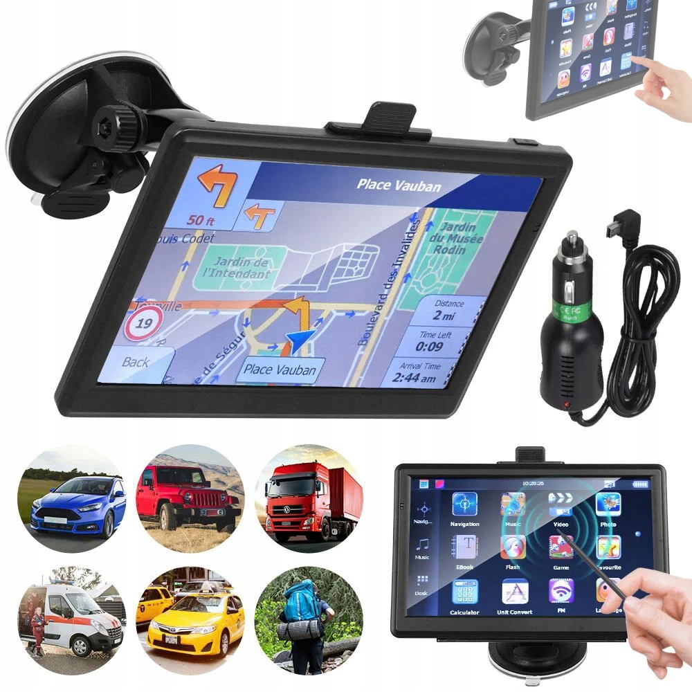 Nawigacja Samochodowa dla Ciężarówek Tir Truck Auta Gps 7cali Nawigacja