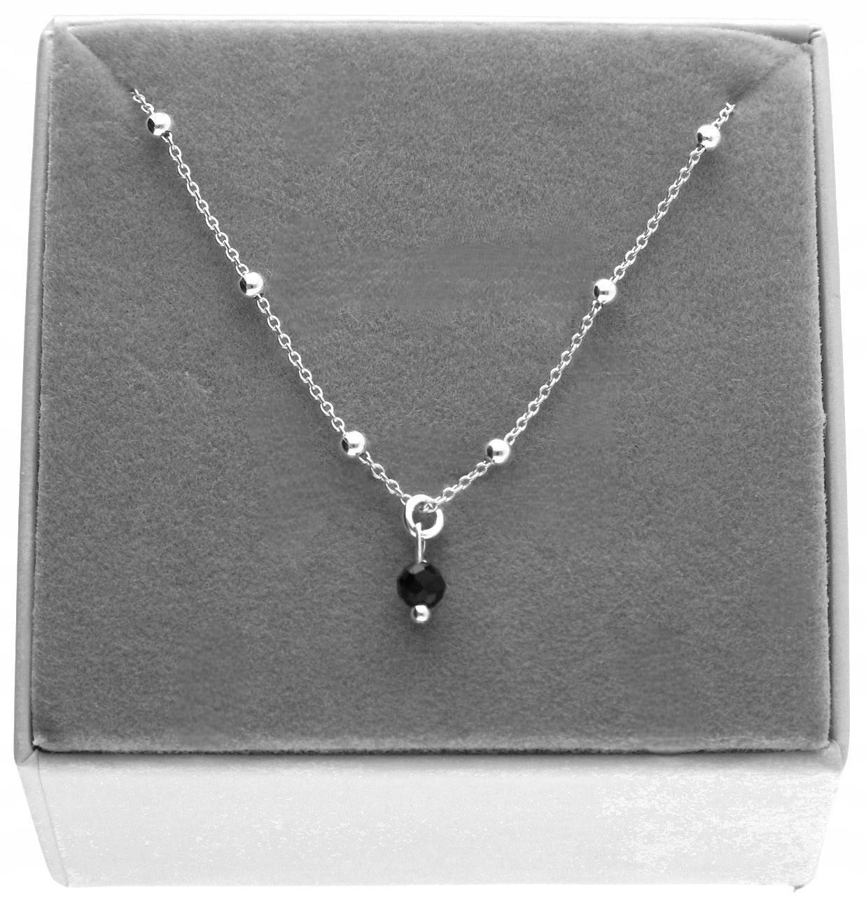 Stříbrný náhrdelník s turmalínem, černý turmalín, Přírodní Kámen 4,5 mm 50 cm