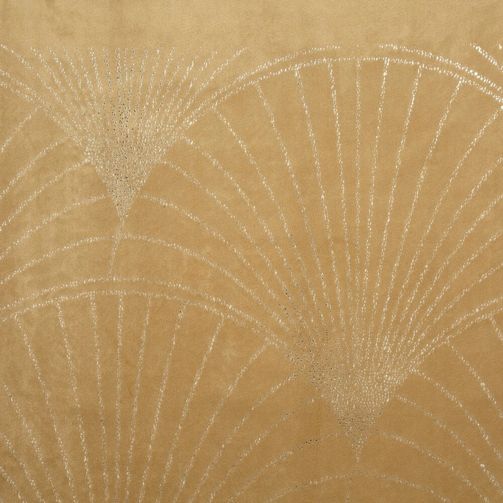 Bieżnik z welwetu 35X180 miodowy modny nadruk złotych wachlarzy Szerokość produktu 35 cm