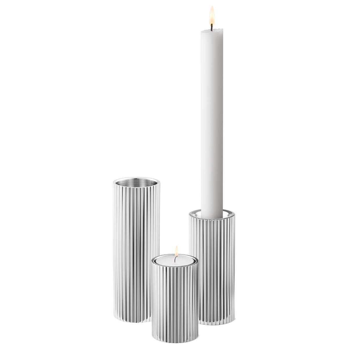 Georg Jensen Bernadotte Svietnik Tealight Sada 3 svietnikov Strieborná