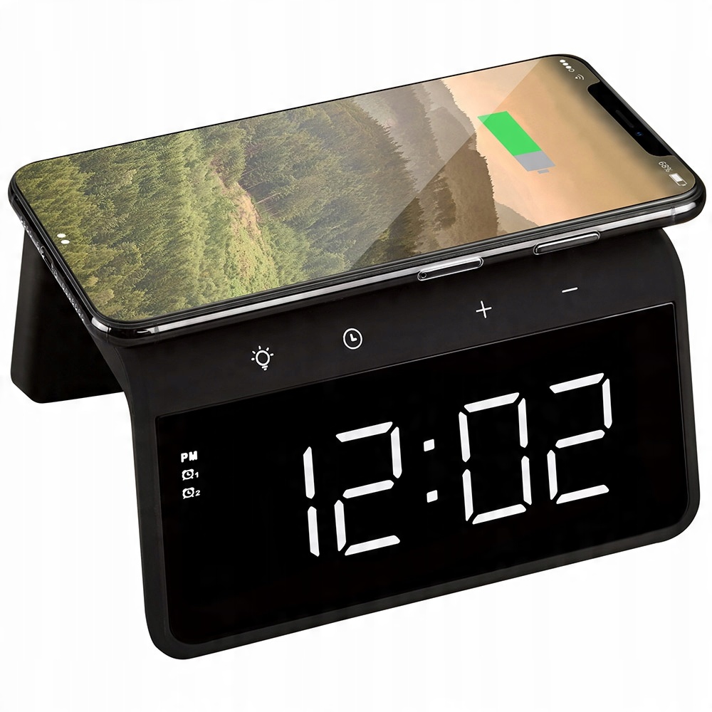 

Ładowarka indukcyjna + budzik, Avo+, 10W, Qi