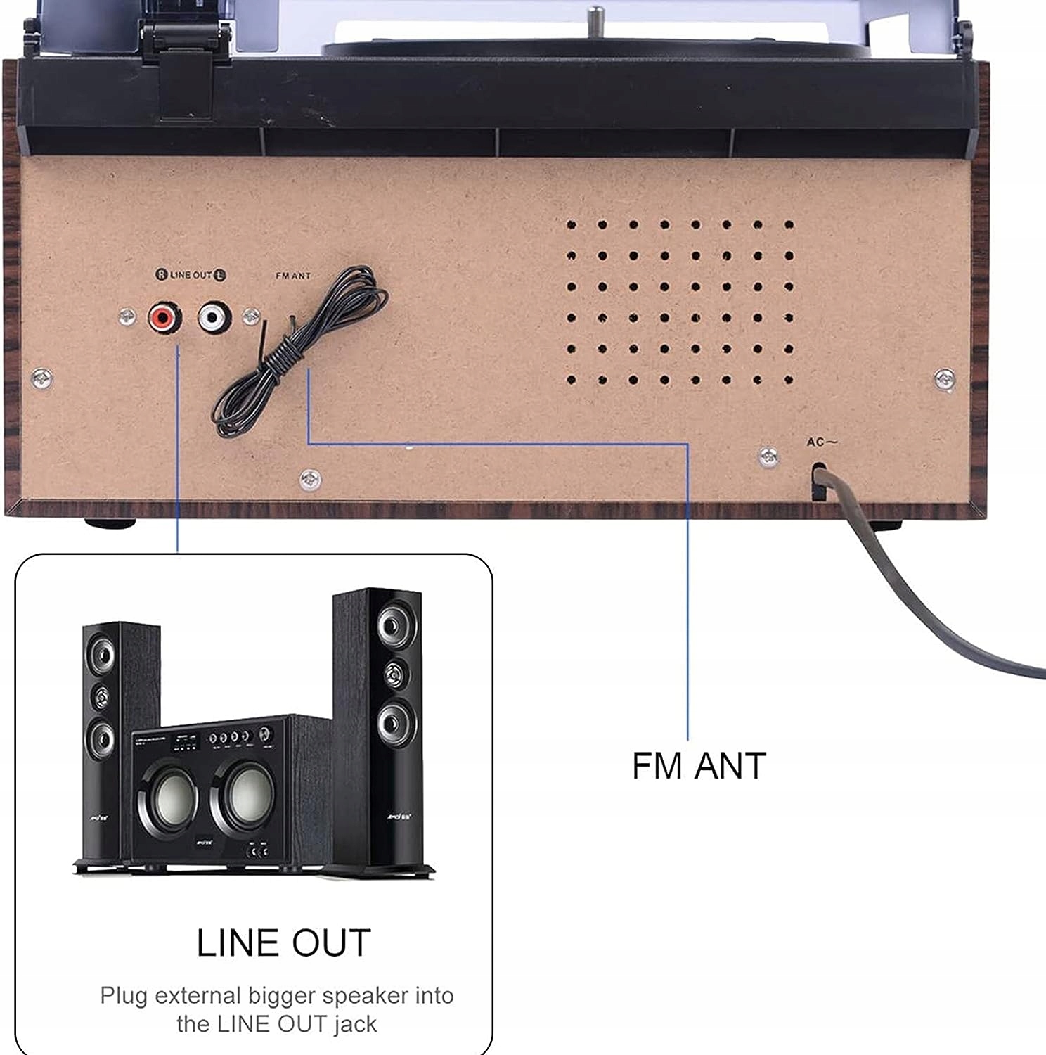 ODTWARZACZ WINYLOWY Z BLUETOOTH USB JORLAI LCD Kolor inny