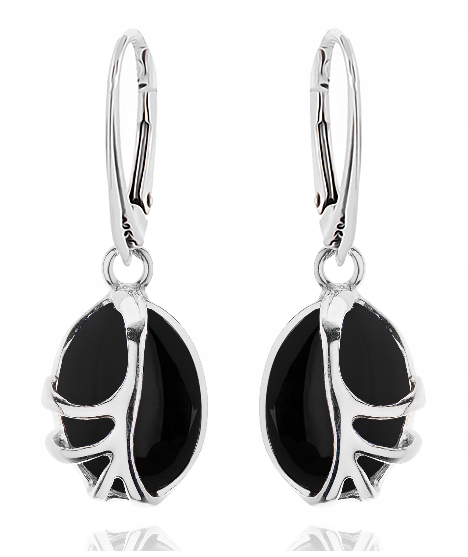 

Srebrne Wiszące Kolczyki Z Onyksami Angielskie Zap