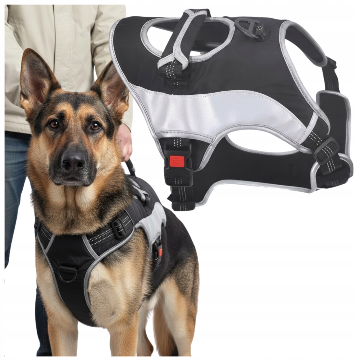 Levně Postroj pro psa nastavitelný, silný, reflexní, XL, beztlakový, s úchytem typu guard