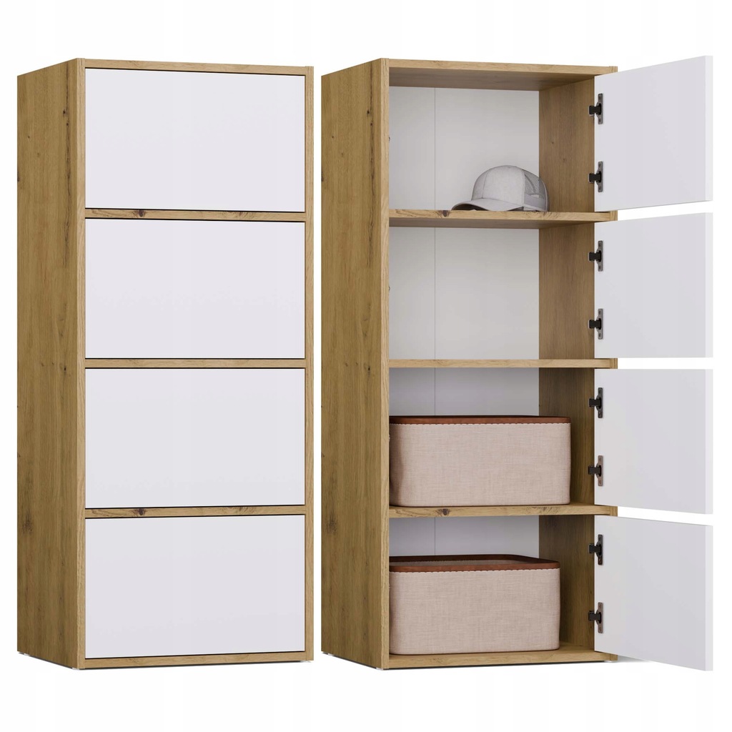 Komoda Alma Front Biel Korpus Dąb Artisan