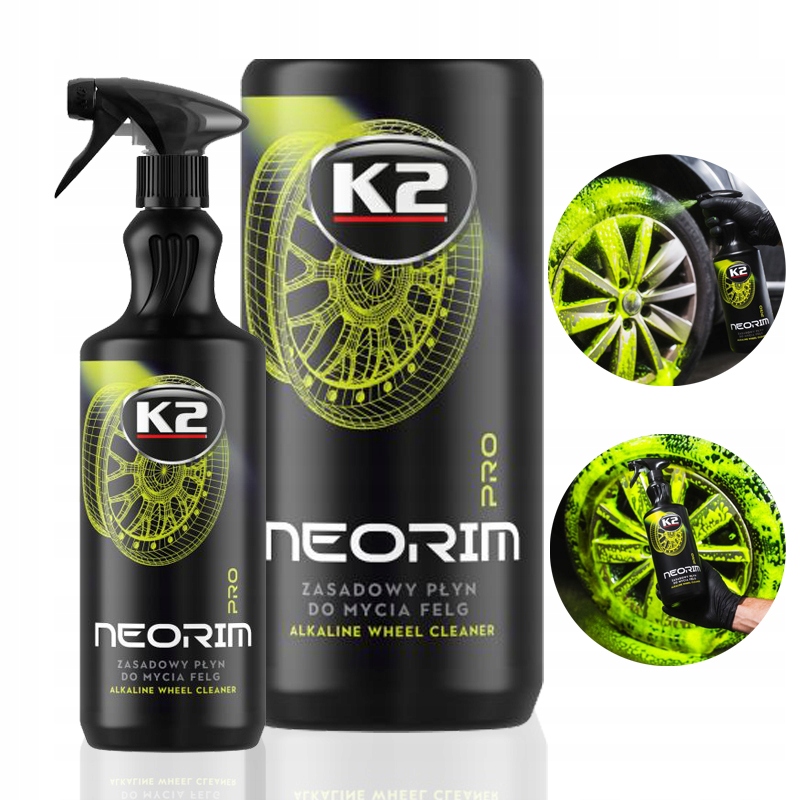 K2 NEORIM PRO 1L PREPARAT DO CZYSZCZENIA FELG I OPON PŁYN DO MYCIA NEONOWY.