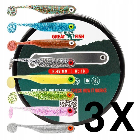 Great Fish GF1 Multicolor 2 No Scent 49 mm ripper 1 g soft bait 24 sztuki