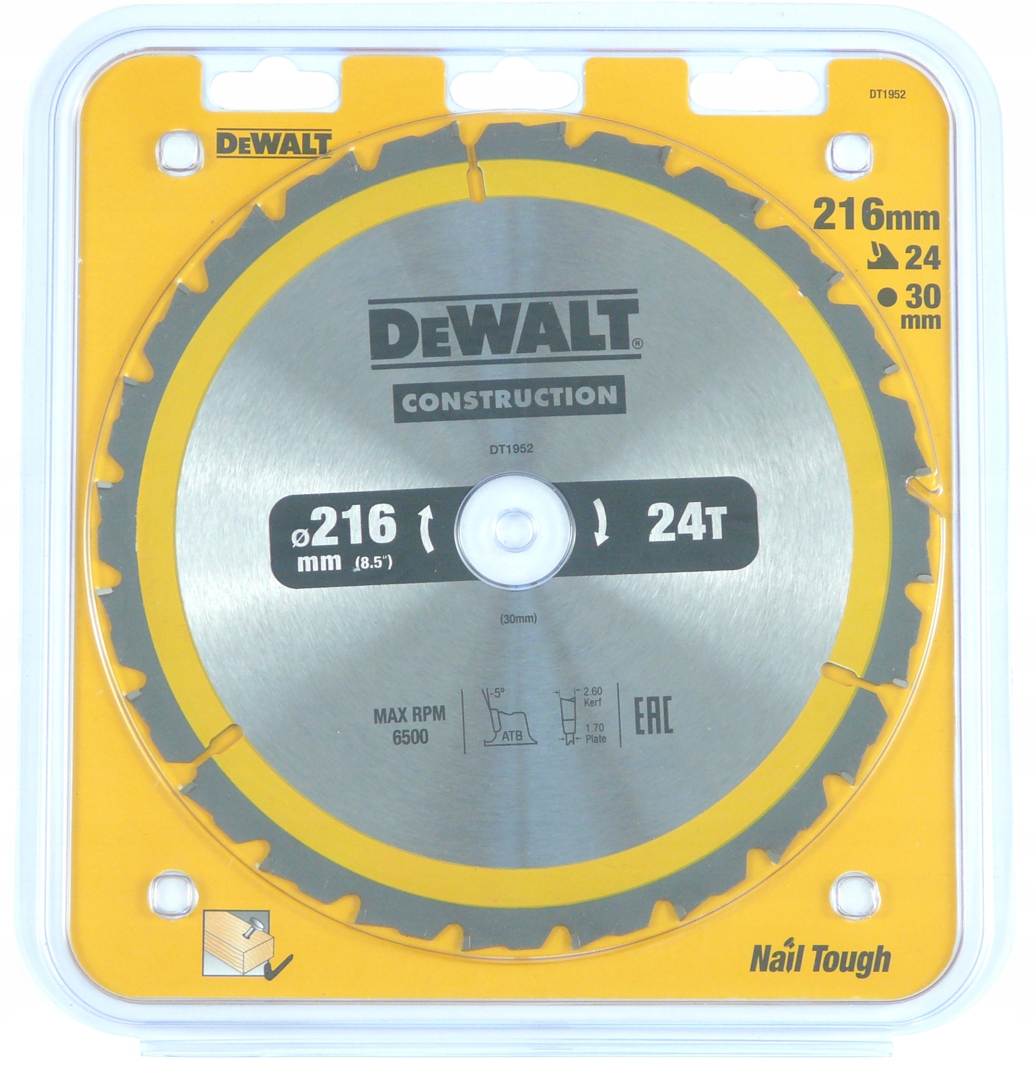 

DeWALT tarcza piła do drewna 216mm 30mm 24z DT1952
