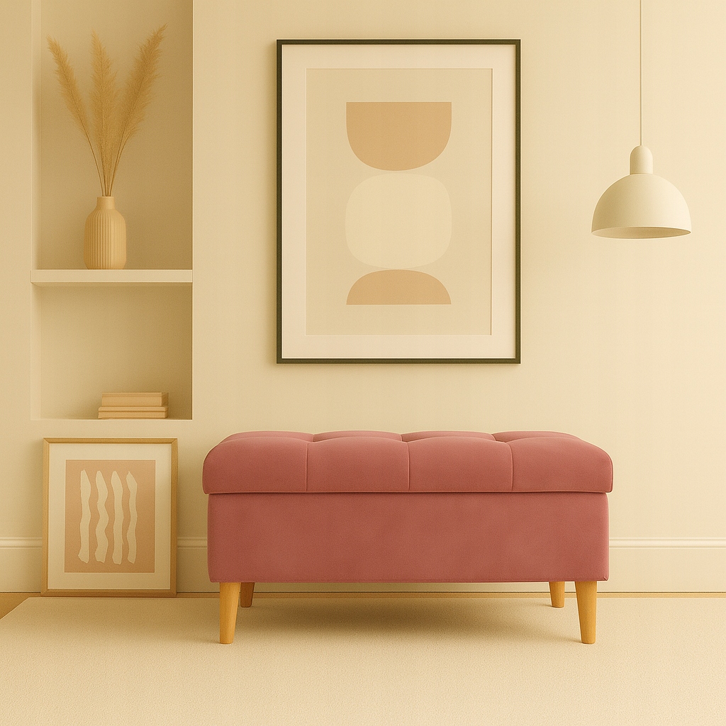 Pufa s úložným priestorom, otvárateľná taburetka, podnožka, čalúnená lavička, prešívaná