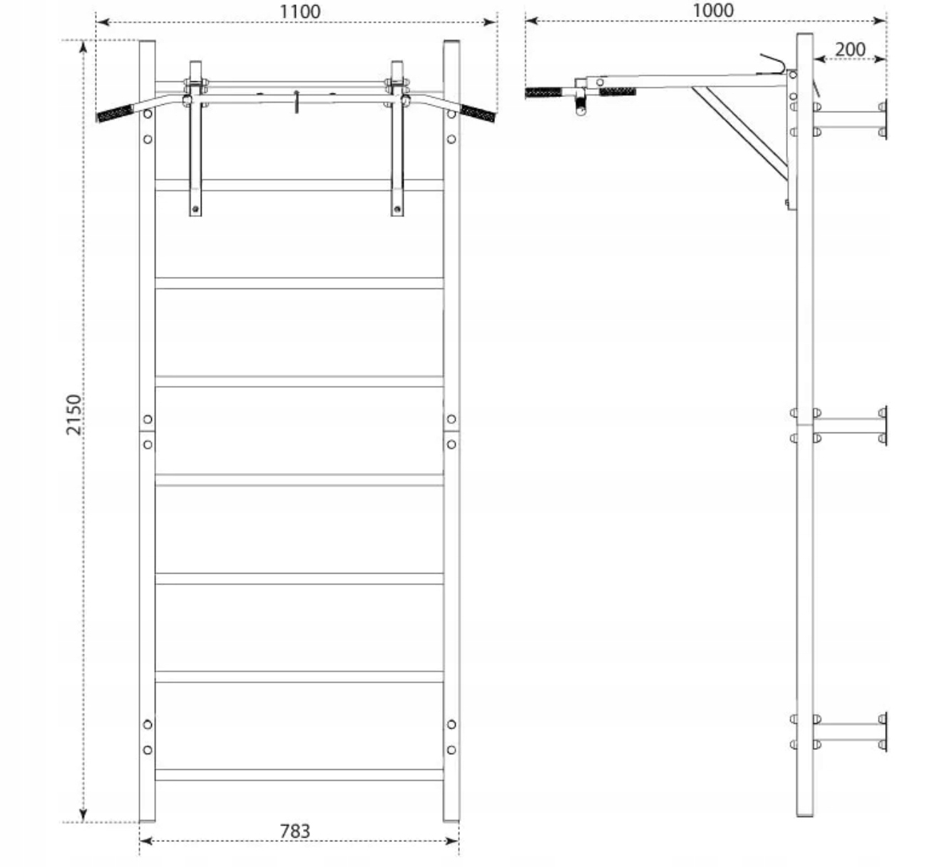 ZESTAW DO ĆWICZEŃ DRĄŻEK PORĘCZ DRABINKA SIŁOWNIA TRENING NA PREZENT Model KSSL097