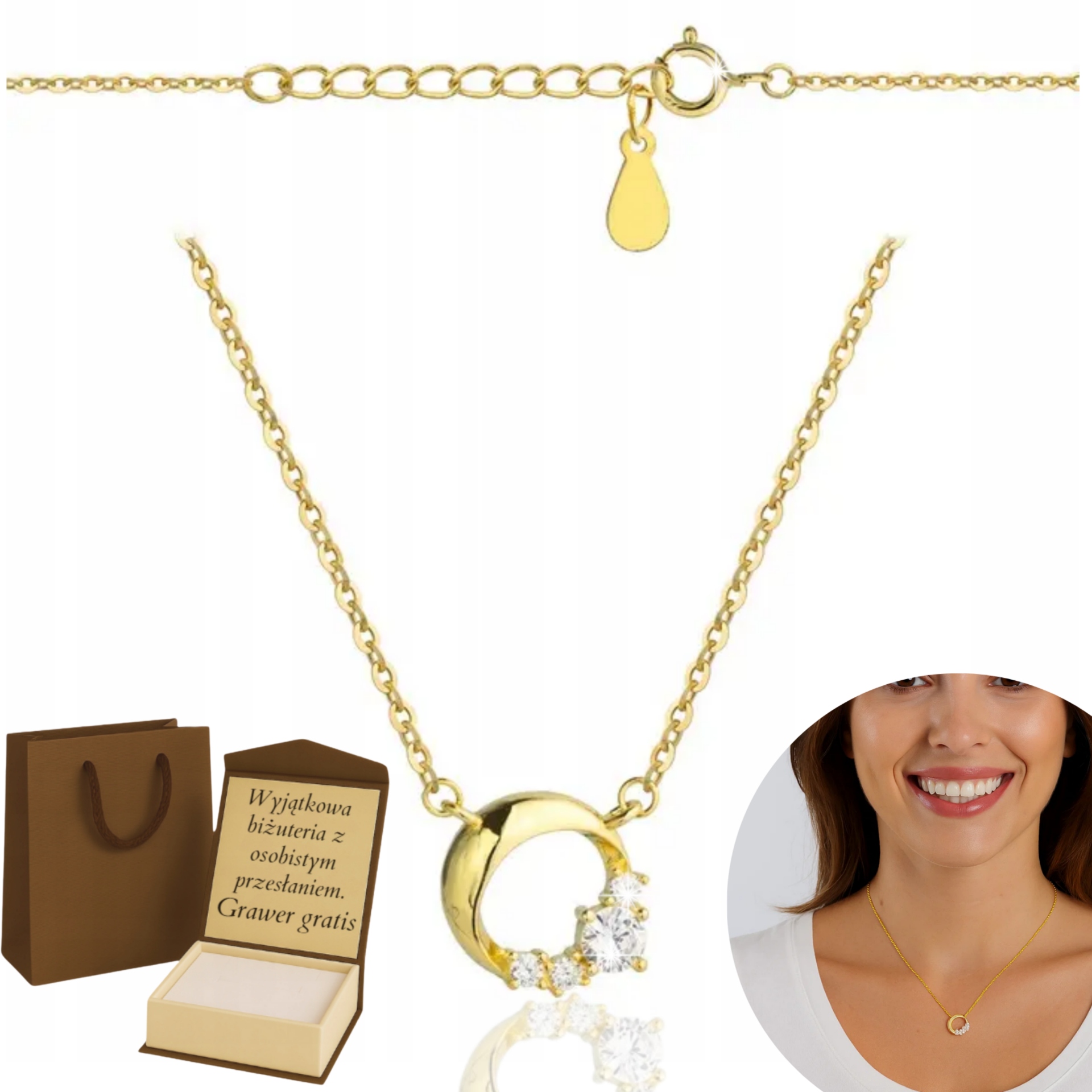 Dámský zlatý Řetízek Pro Ni Anker s kamínky, Zirkony par. 585 925, Gravírování