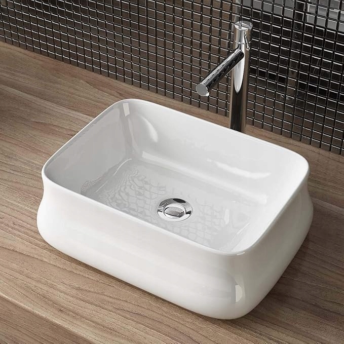 Nowoczesna Biała Umywalka Nablatowa Do Łazienki I Wc White 46x36x14 CM