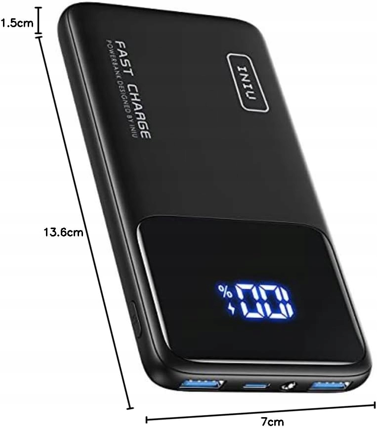 INIU Power Bank Szybkie Ładowanie 10000mAh USB C PD3.0 QC4.0 iPhone Samsung — miniatura 10