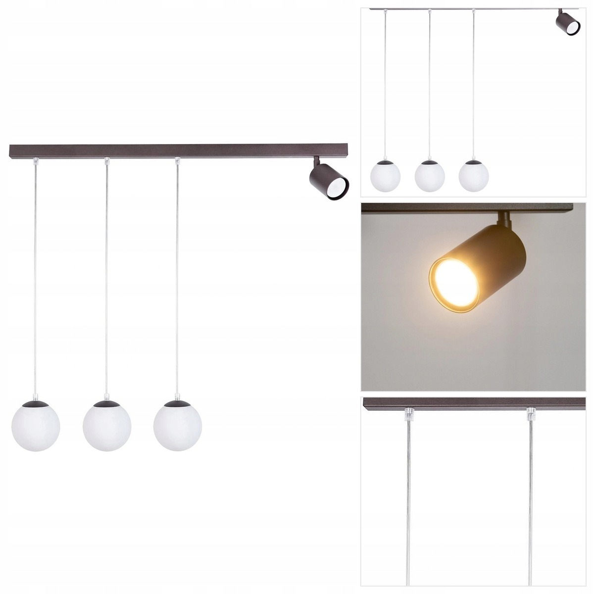Závěsná lampa Tavira hnědá, nastavitelná výška do obývacího pokoje Sigma Lighting