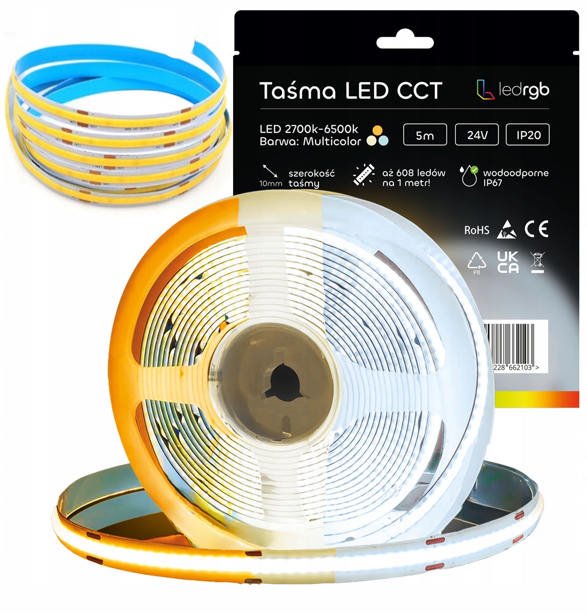 Led pásek Neon Cob 24V 5 m 608d Cct 2700-6500K Bílý Teplá Neutrální Studená