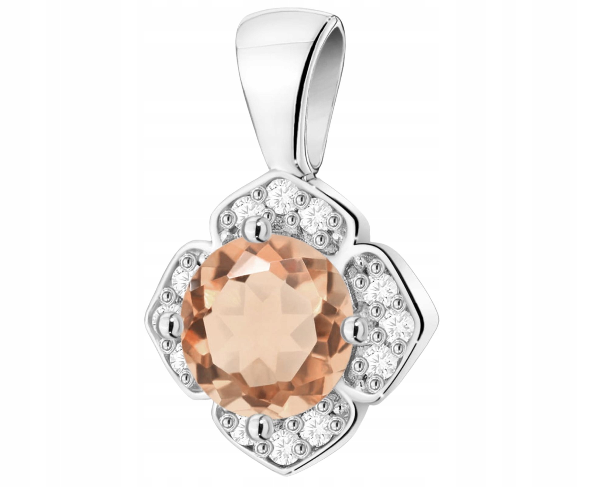Bílé Zlato Moderní Přívěsek Morganit A Diamanty 585