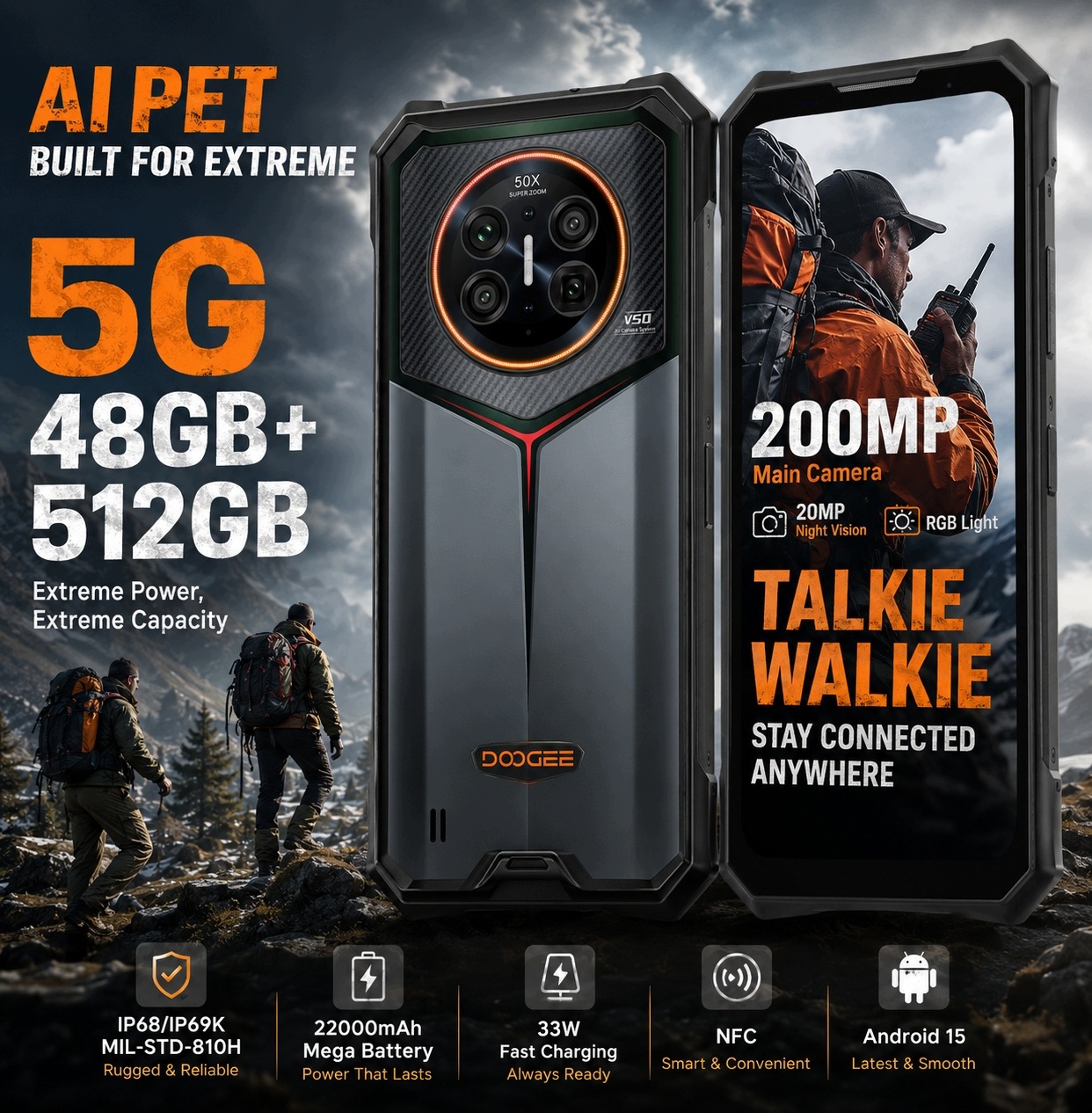Doogee V50 12GB 256GB Fekete