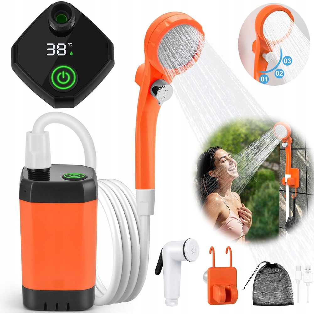 Kempingová Turistická Sprcha Usb Elektrická Pumpa Akumulátor S Hadicí 2 M