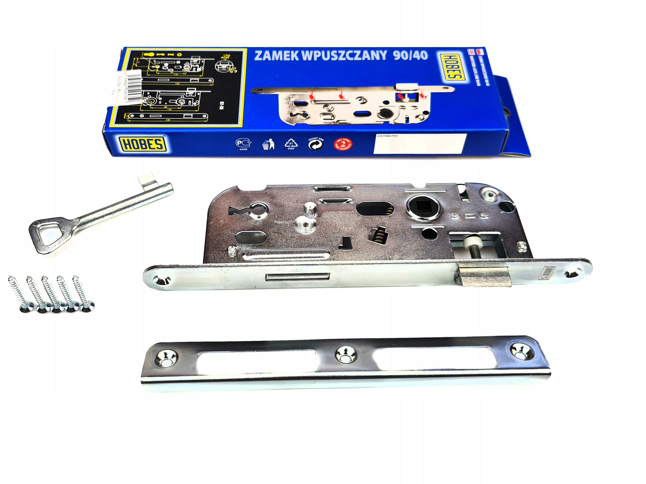 

Zamek Wpuszczany Do Drzwi Hobes 90/40 Klucz 01-15