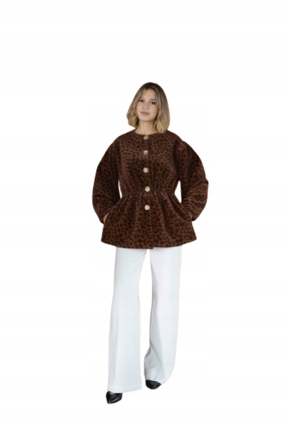 My Minnoss Hnědý Kabát Se Vzorem A Knoflíky